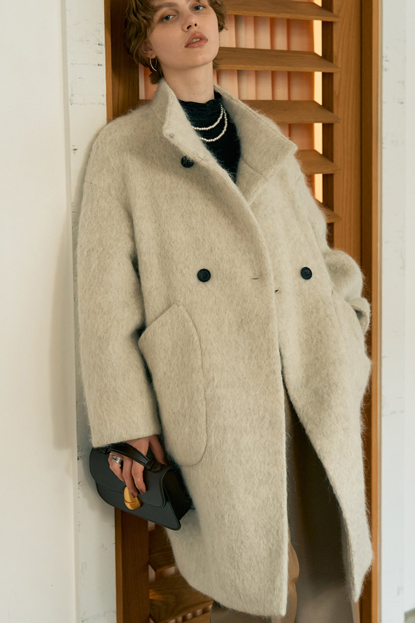 DESIGNWORKS アルパカ混モヘアシャギーコート (アイボリー, 38) デザインワークス ELLE SHOP