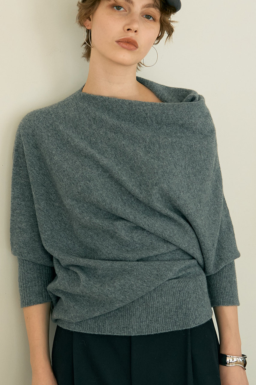 ウールホールガーメントアシメトリーニット