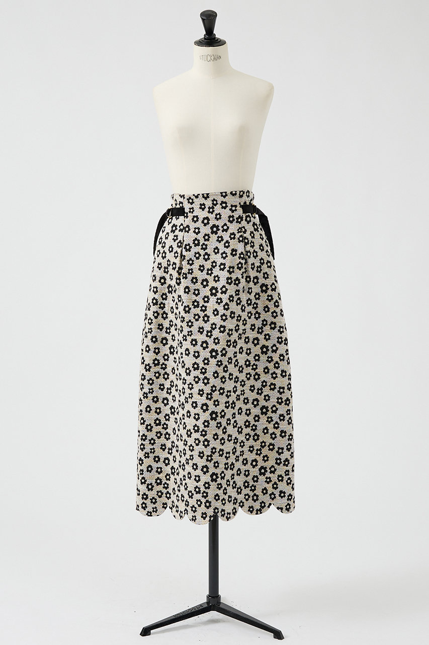 【BEAUVET】フラワージャガードスカラップスカート