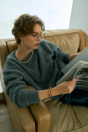 デザインワークス/DESIGNWORKSのフォックスカシミヤガンジーネックプルオーバー(110300/110301)