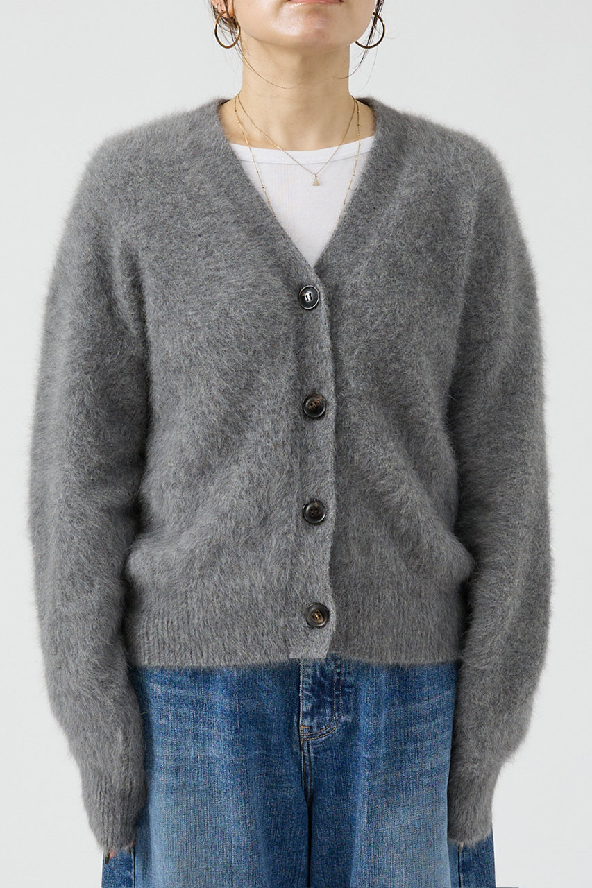 DESIGNWORKS フォックスカシミヤショートカーディガン (グレー, 38) デザインワークス ELLE SHOP