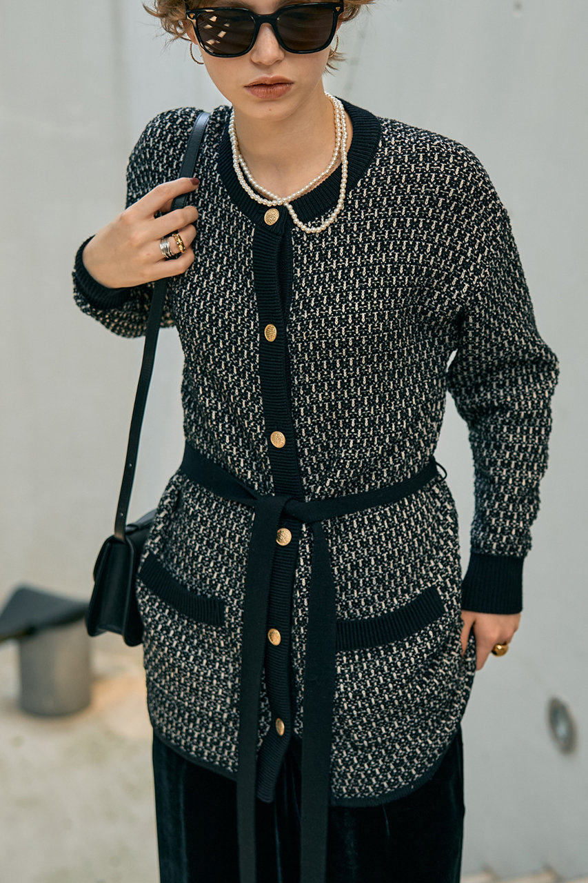 デザインワークス/DESIGNWORKSの【セットアップ対応】【BEAUVET】ニットジャガードロングカーディガン(ブラック/35510341011)