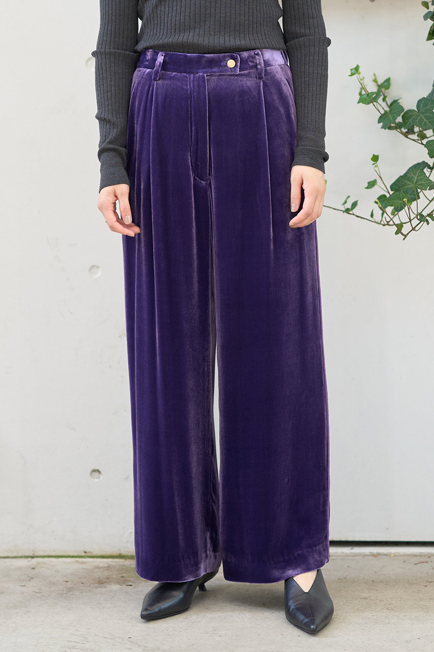 デザインワークス/DESIGNWORKSの【BEAUVET】シルク混ベロアパンツ(パープル/35510350002)