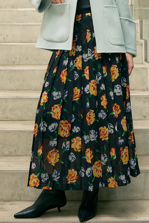 デザインワークス/DESIGNWORKSの【セットアップ対応】フラワープリントプリーツスカート(110700/110703)