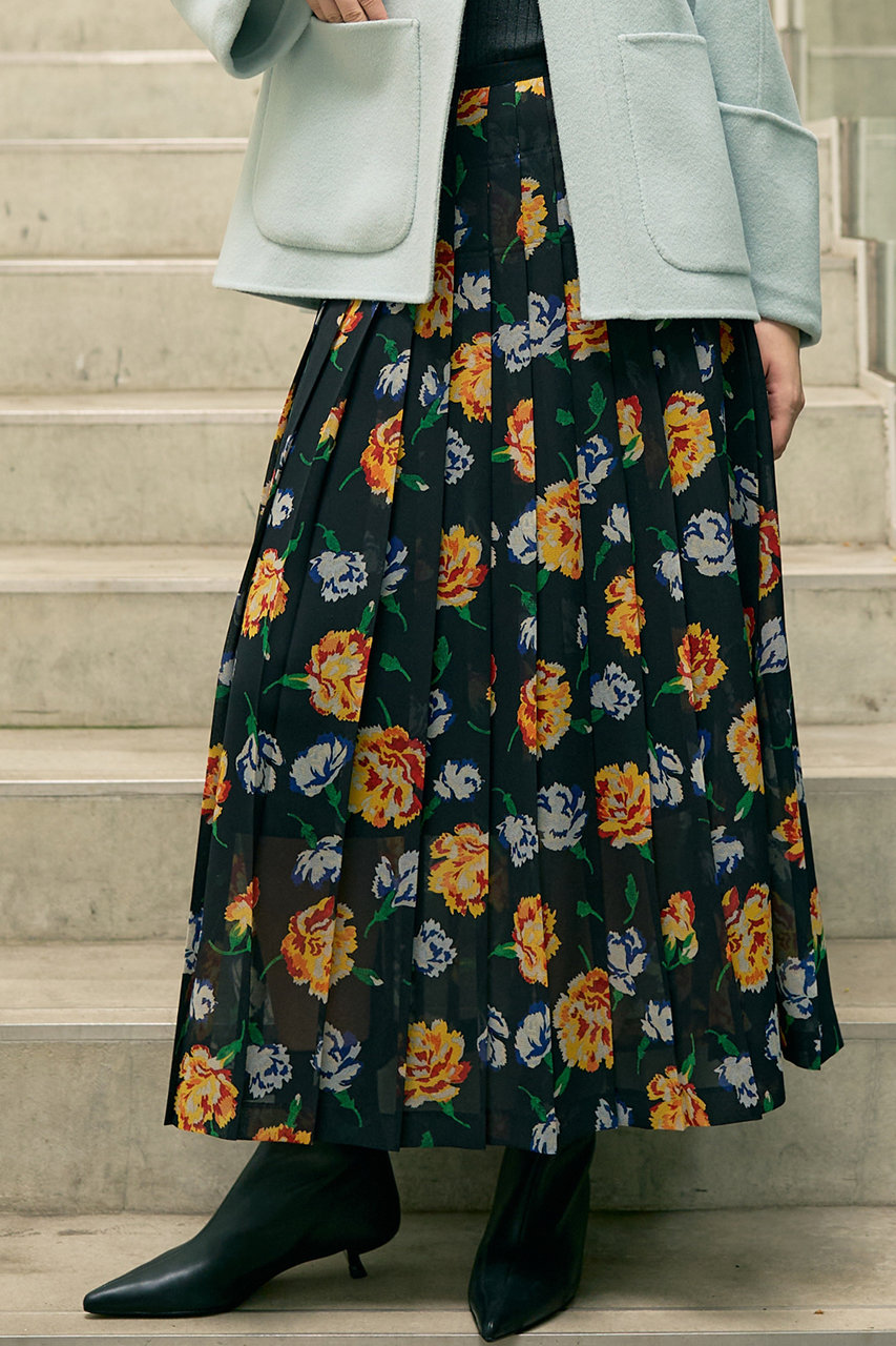 【セットアップ対応】フラワープリントプリーツスカート