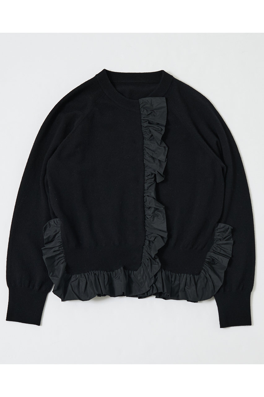 デザインワークス/DESIGNWORKSのタフタフリルニットカーディガン(ブラック/3552114100332)