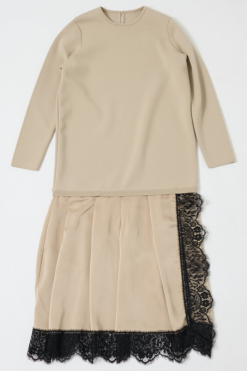 デザインワークス/DESIGNWORKSの【予約販売】ヘムレースニットドッキングドレス(ベージュ/3552114900422)