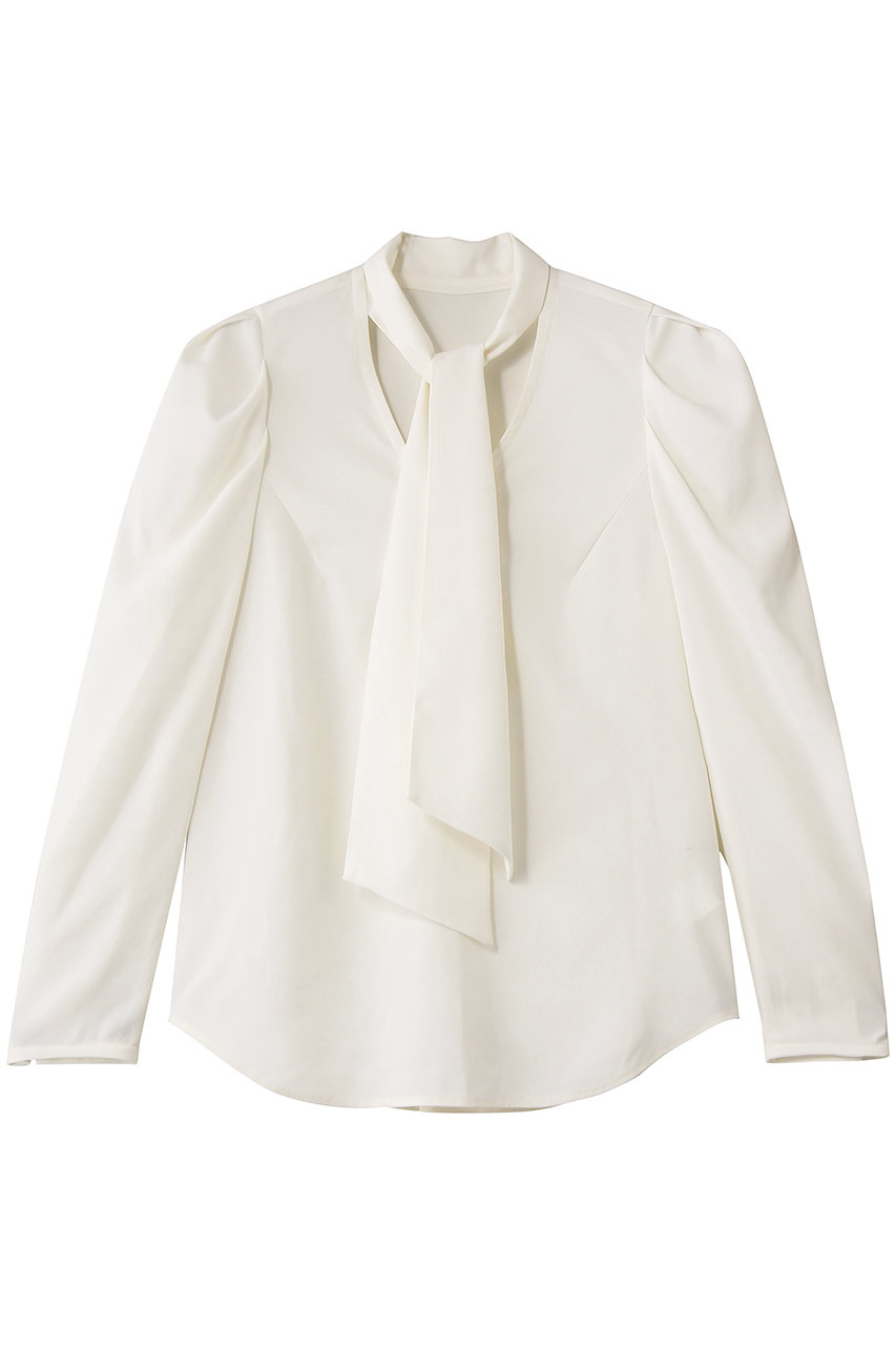 バックサテンジョーゼットボウタイリボンブラウス