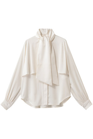 デザインワークス/DESIGNWORKSのサテンアムンゼンボウタイ付きラッフルブラウス(110400/110403)