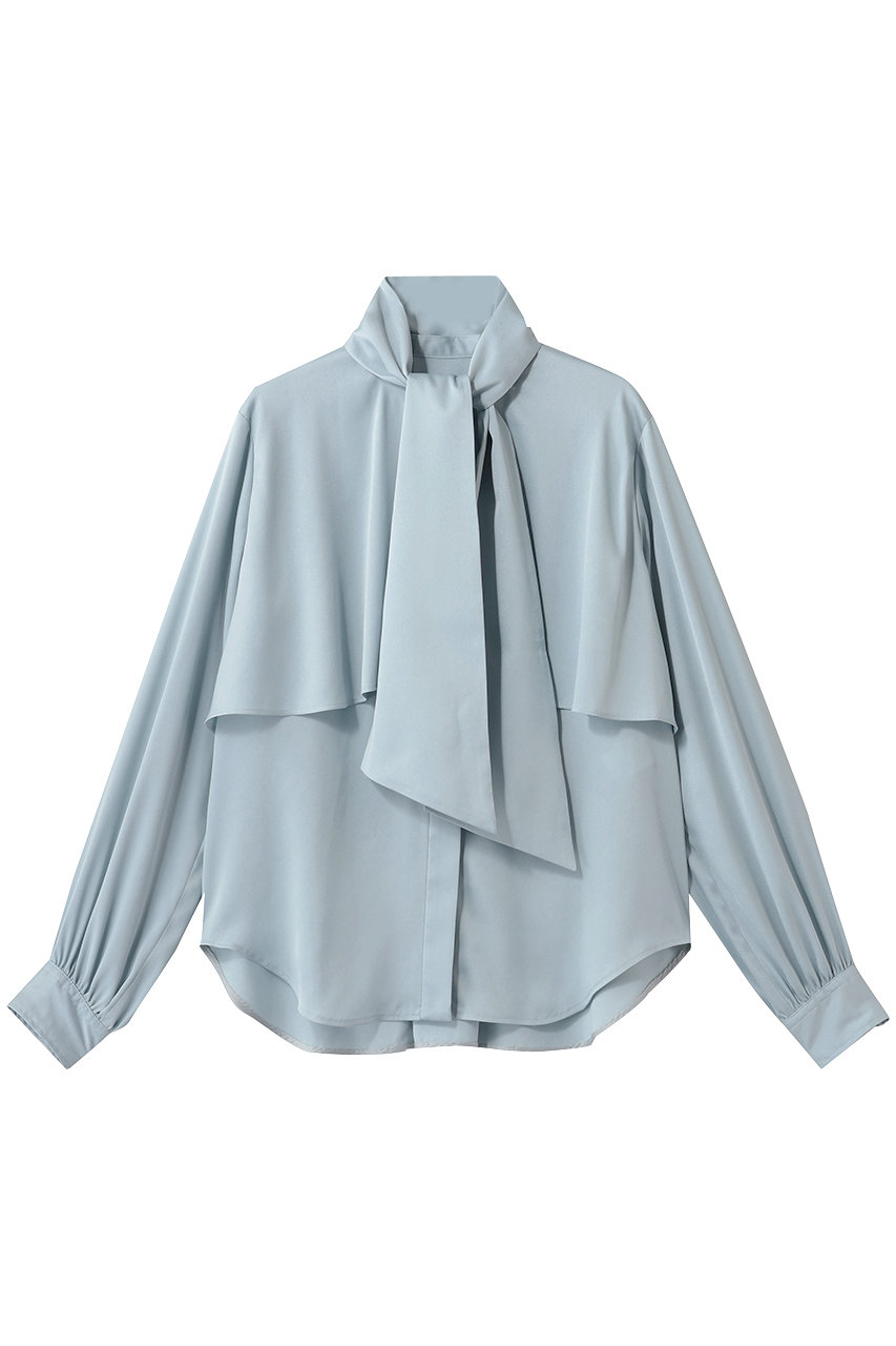 デザインワークス/DESIGNWORKSのサテンアムンゼンボウタイ付きラッフルブラウス(サックス/35520510016)