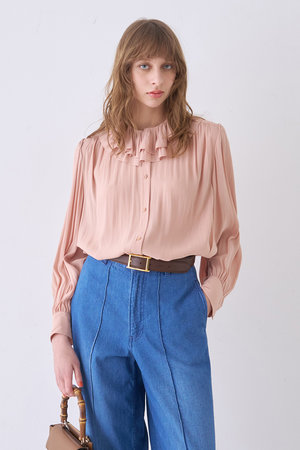 デザインワークス/DESIGNWORKSのダブル襟シアーブラウス(110400/110403)