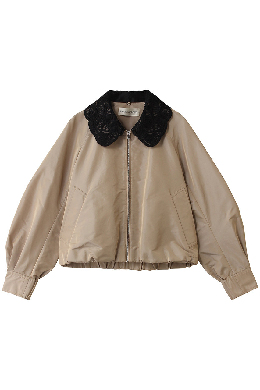 デザインワークス/DESIGNWORKSの刺しゅうレース襟タフタブルゾン(ベージュ/35520530001)