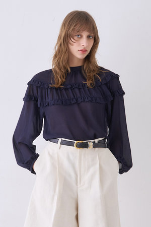 デザインワークス/DESIGNWORKSのジョーゼットシアーフリルブラウス(110400/110403)