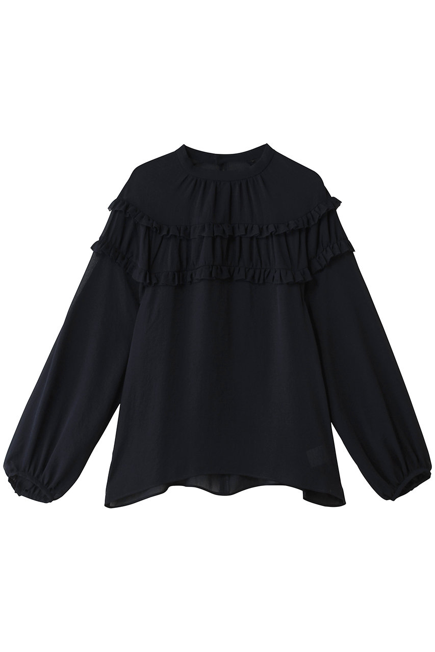 デザインワークス/DESIGNWORKSのジョーゼットシアーフリルブラウス(ネイビー/35521110013)