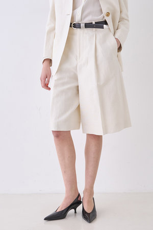 デザインワークス/DESIGNWORKSの【セットアップ対応】リネン混タックハーフパンツ(110600/110602)