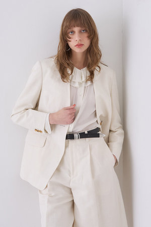 デザインワークス/DESIGNWORKSの【セットアップ対応】リネン混ノーカラージャケット(110800/110801)