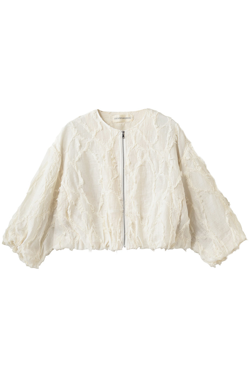 デザインワークス/DESIGNWORKSのアブストラクトカットジャガードブルゾン(アイボリー/35520980004)