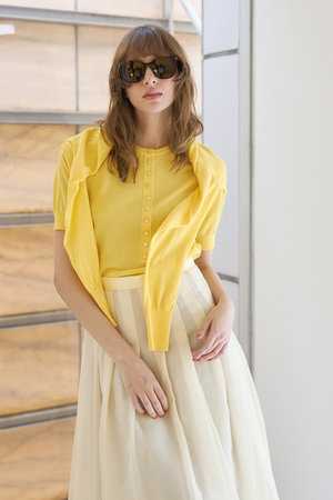 デザインワークス/DESIGNWORKSのシルク混ベーシックヘンリーネックプルオーバー(110300/110301)