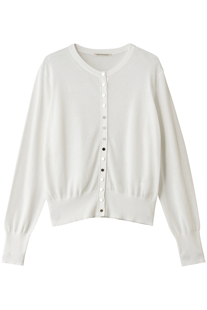 デザインワークス/DESIGNWORKSのシルク混べーシックショートカーディガン(ホワイト/35521141010)