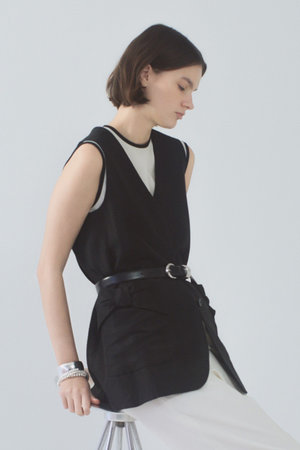 デザインワークス/DESIGNWORKSのリネン混リボンディティールジレ(110800/110806)