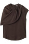 【セットアップ対応】サテンアシンメトリーケープブラウス デザインワークス/DESIGNWORKS ブラウン