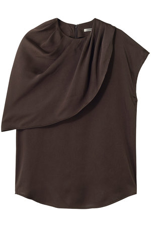 デザインワークス/DESIGNWORKSの【セットアップ対応】サテンアシンメトリーケープブラウス(110400/110402)