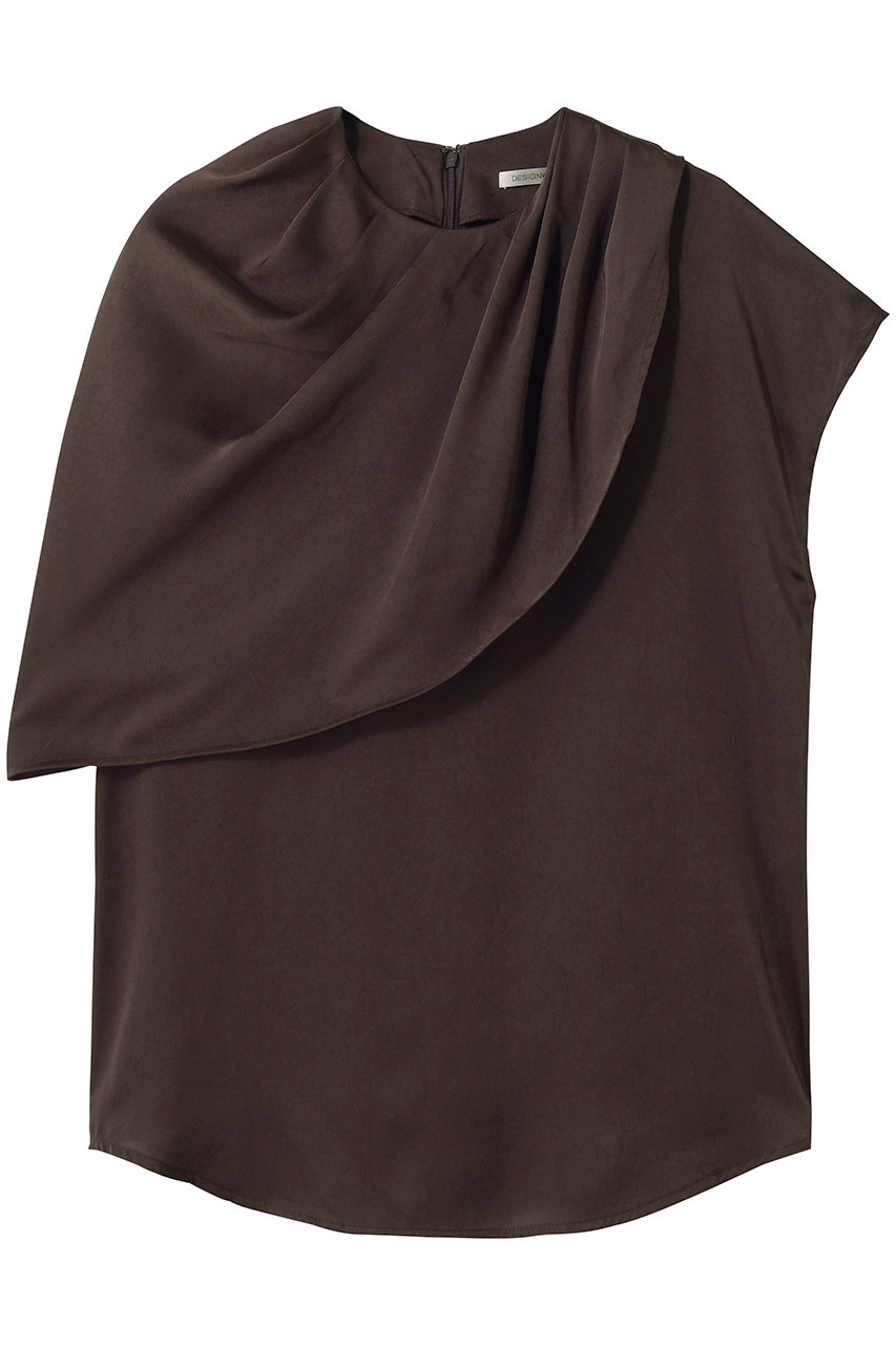 デザインワークス/DESIGNWORKSの【セットアップ対応】サテンアシンメトリーケープブラウス(ブラウン/35520910011)