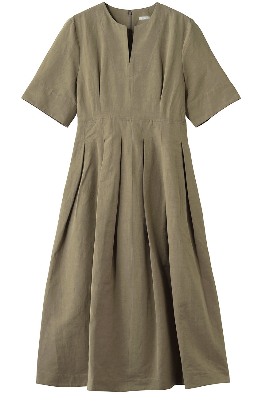 デザインワークス/DESIGNWORKSのコットンリネンタイプライタータックワンピース(モカ/35520590002)