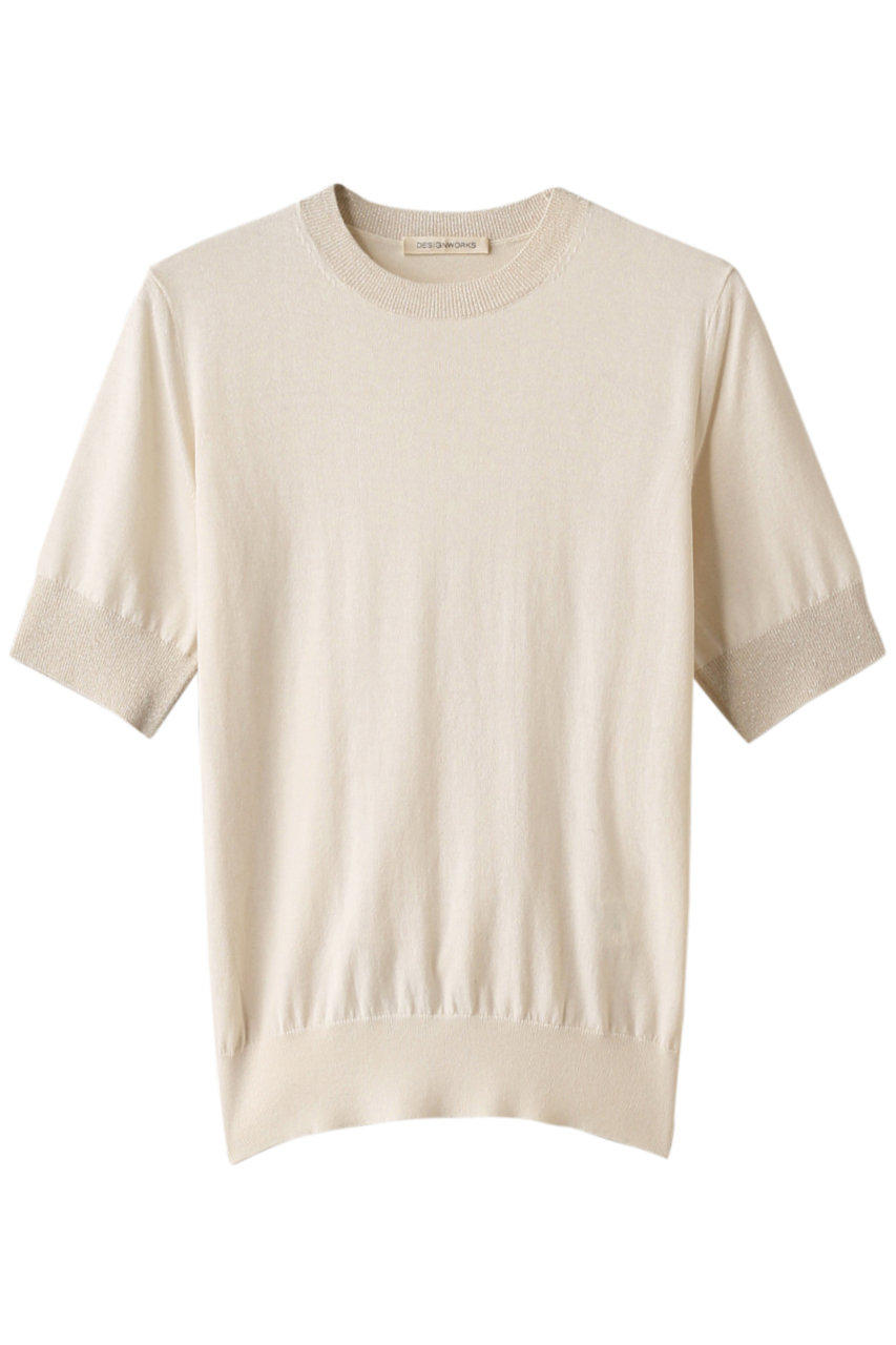 SALE 【27%OFF】 DESIGNWORKS デザインワークス シルクコットン半袖プルオーバー オフホワイト