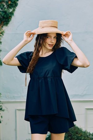 レイール(ﾐｽﾞｷﾞ)/Reir(水着)の【San-ai Resort】パフスリーブキュロット3点セット【UPF50＋】(180400/180401)