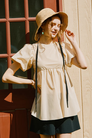 レイール(ﾐｽﾞｷﾞ)/Reir(水着)の【San-ai Resort】パフスリーブキュロット3点セット【UPF50＋】(180400/180401)