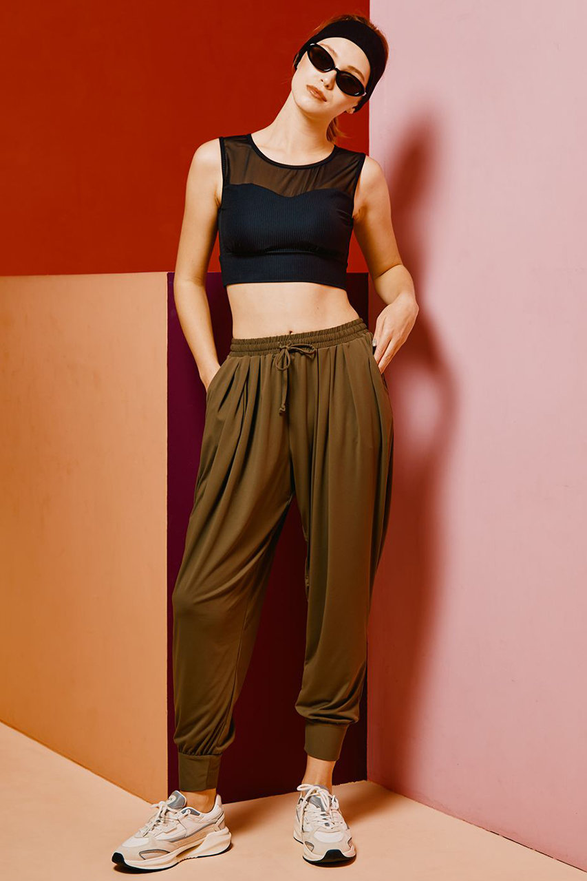 レイール(ﾐｽﾞｷﾞ)/Reir(水着)のタックパンツ【UPF50＋】【水陸両用】(カーキ/55-57-6-7015)