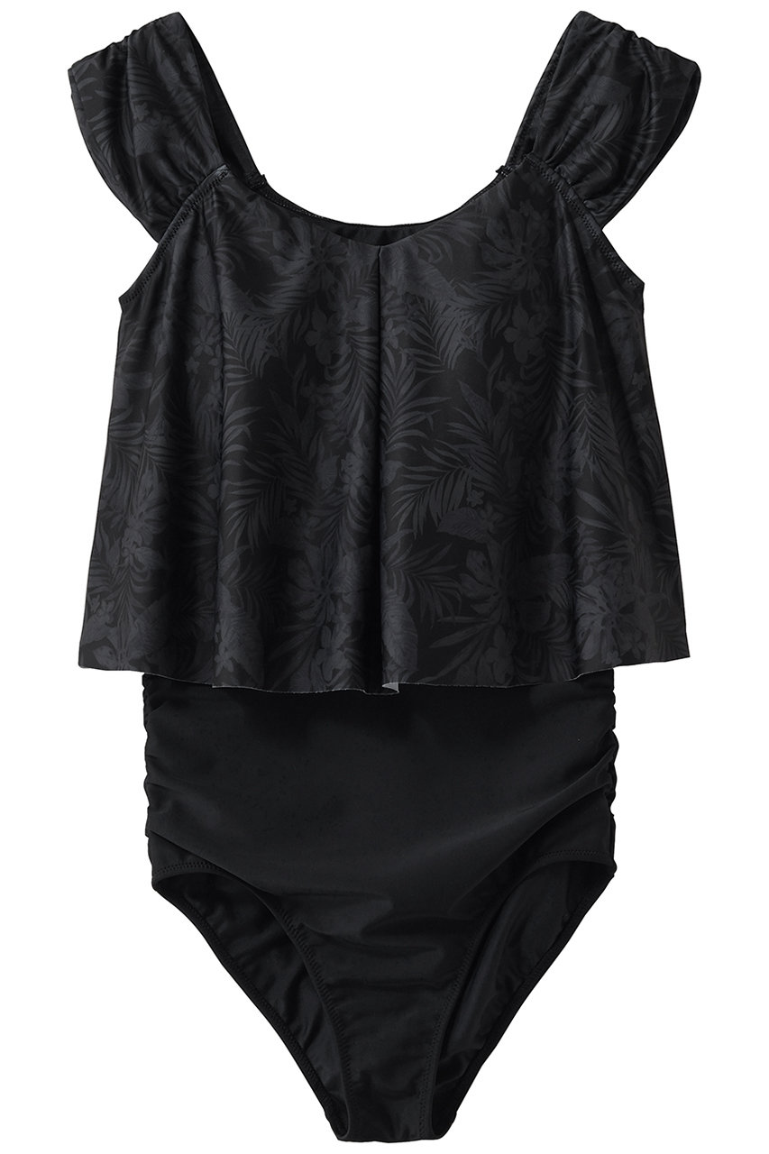 レイール(ﾐｽﾞｷﾞ)/Reir(水着)の【San-ai Resort】プリントワンピ見えビキニ(ブラック/55-52-6-3009)