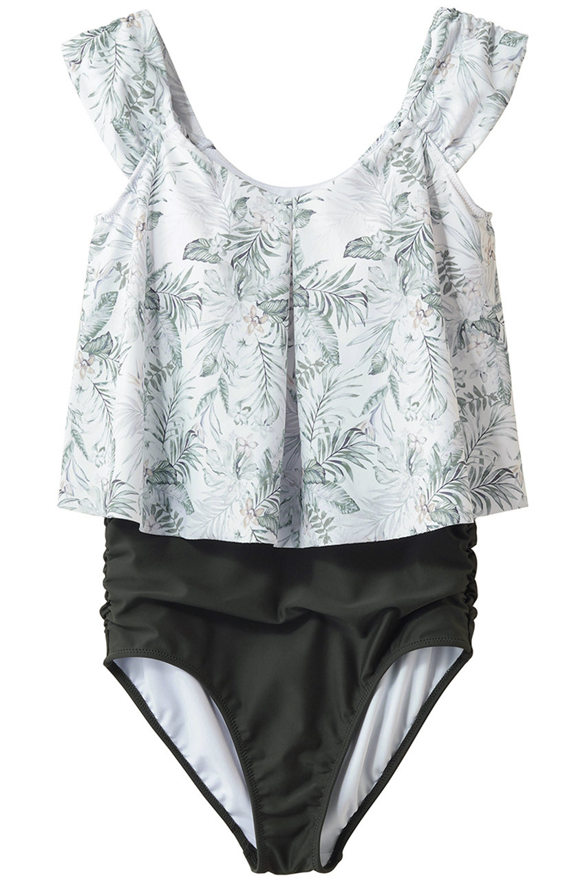 レイール(ﾐｽﾞｷﾞ)/Reir(水着)の【San-ai Resort】プリントワンピ見えビキニ(カーキ/55-52-6-3009)