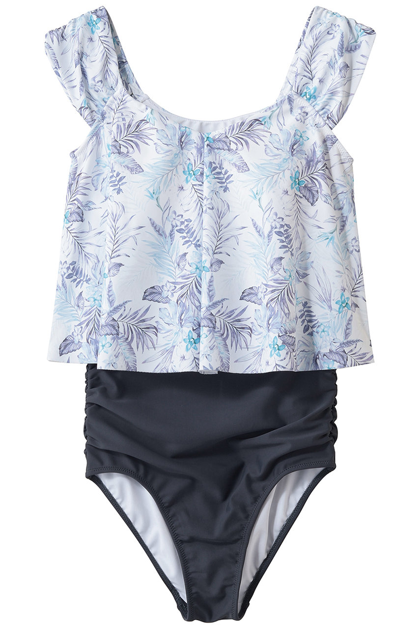 レイール(ﾐｽﾞｷﾞ)/Reir(水着)の【San-ai Resort】プリントワンピ見えビキニ(ブルー/55-52-6-3009)