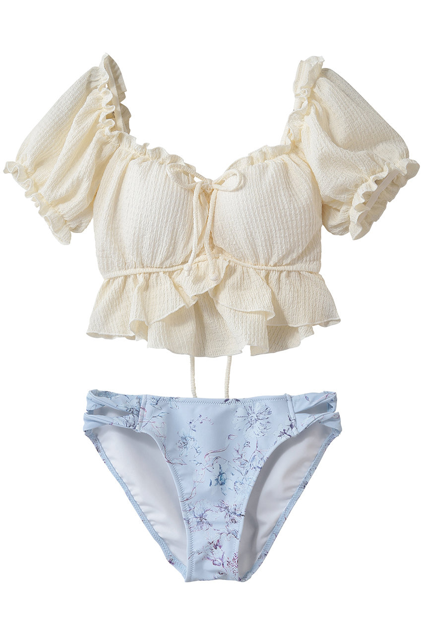 レイール(ﾐｽﾞｷﾞ)/Reir(水着)の【San-ai Resort】【楽盛り水着】パフスリーブワイヤービキニ(ホワイト/55-53-6-1883)