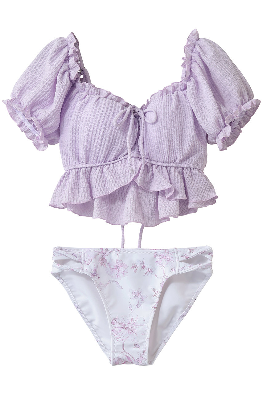 レイール(ﾐｽﾞｷﾞ)/Reir(水着)の【San-ai Resort】【楽盛り水着】パフスリーブワイヤービキニ(パープル/55-53-6-1883)