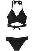 Solidサイドギャザークロスワイヤービキニ