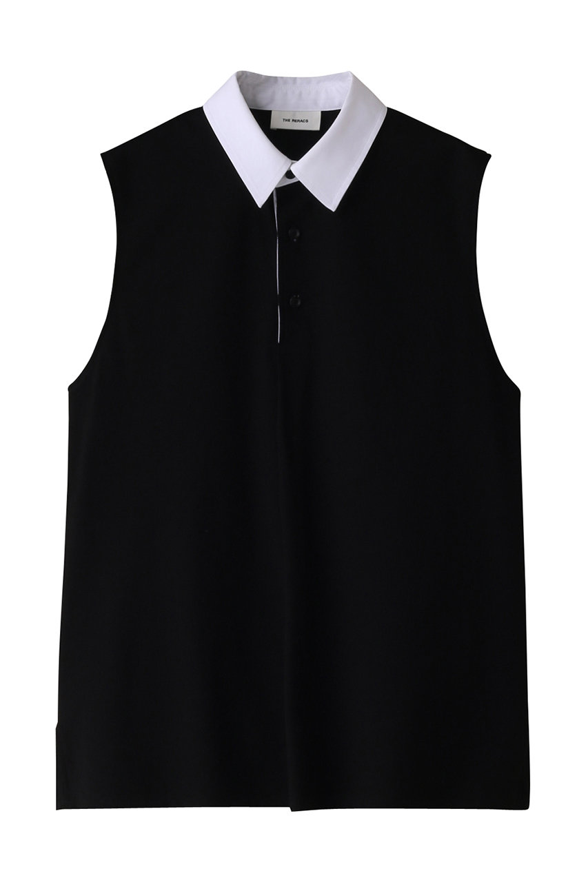 ザ・リラクス/THE RERACSのフロントタックスリーブレスポロシャツ(ブラック/24SS-RECS-432L-J)