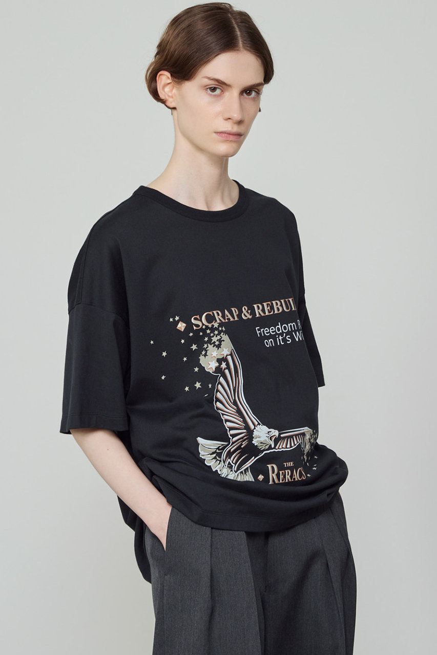 THE RERACS(ザ・リラクス)｜【ELLE SHOP 15th限定】【UNISEX】EX.EAGLEプリントTシャツ/ブラック  の通販｜ELLESHOP・(エル・ショップ)