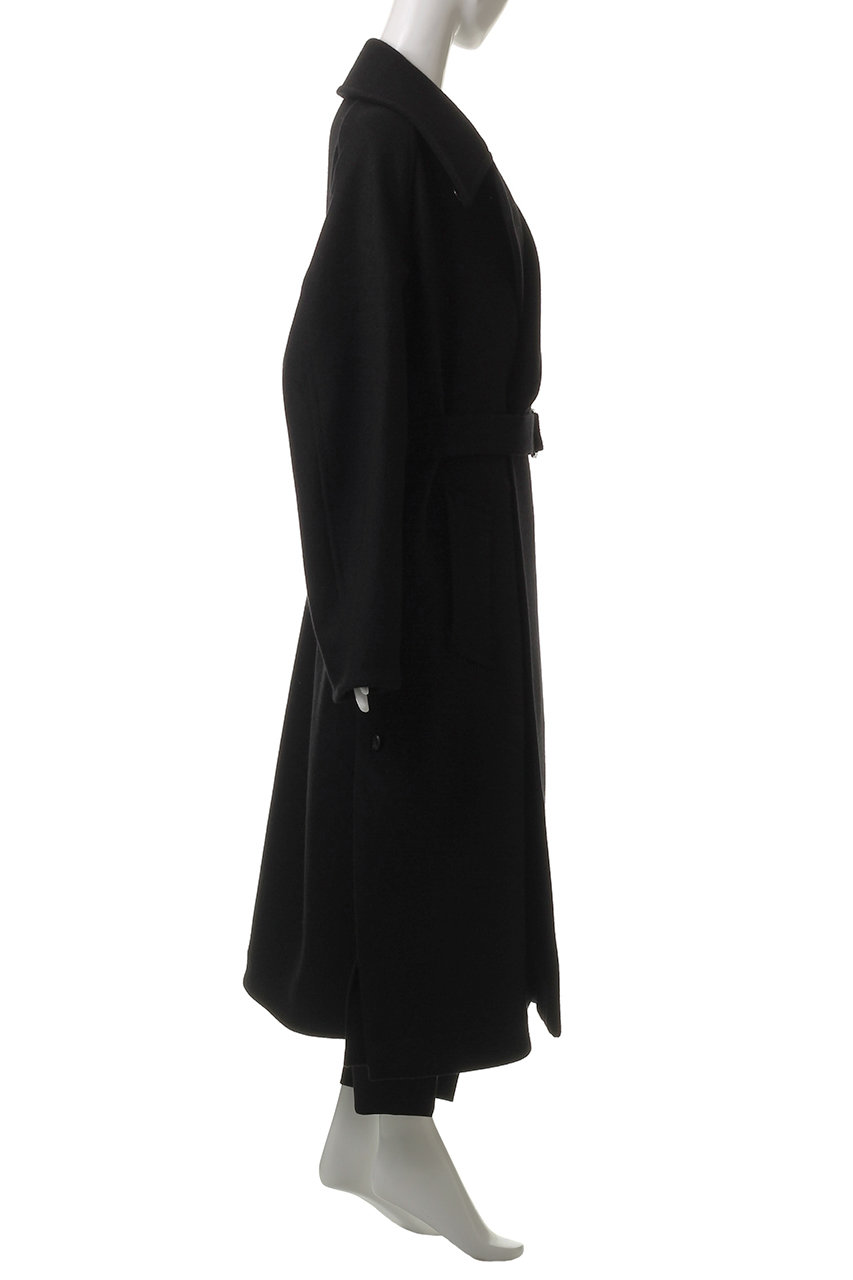 美品　THE RERACS リラクス　シルク　ウール　コート　ブラック　ウール THE RERACS＞WOOL OPEN COLLAR COAT/コート