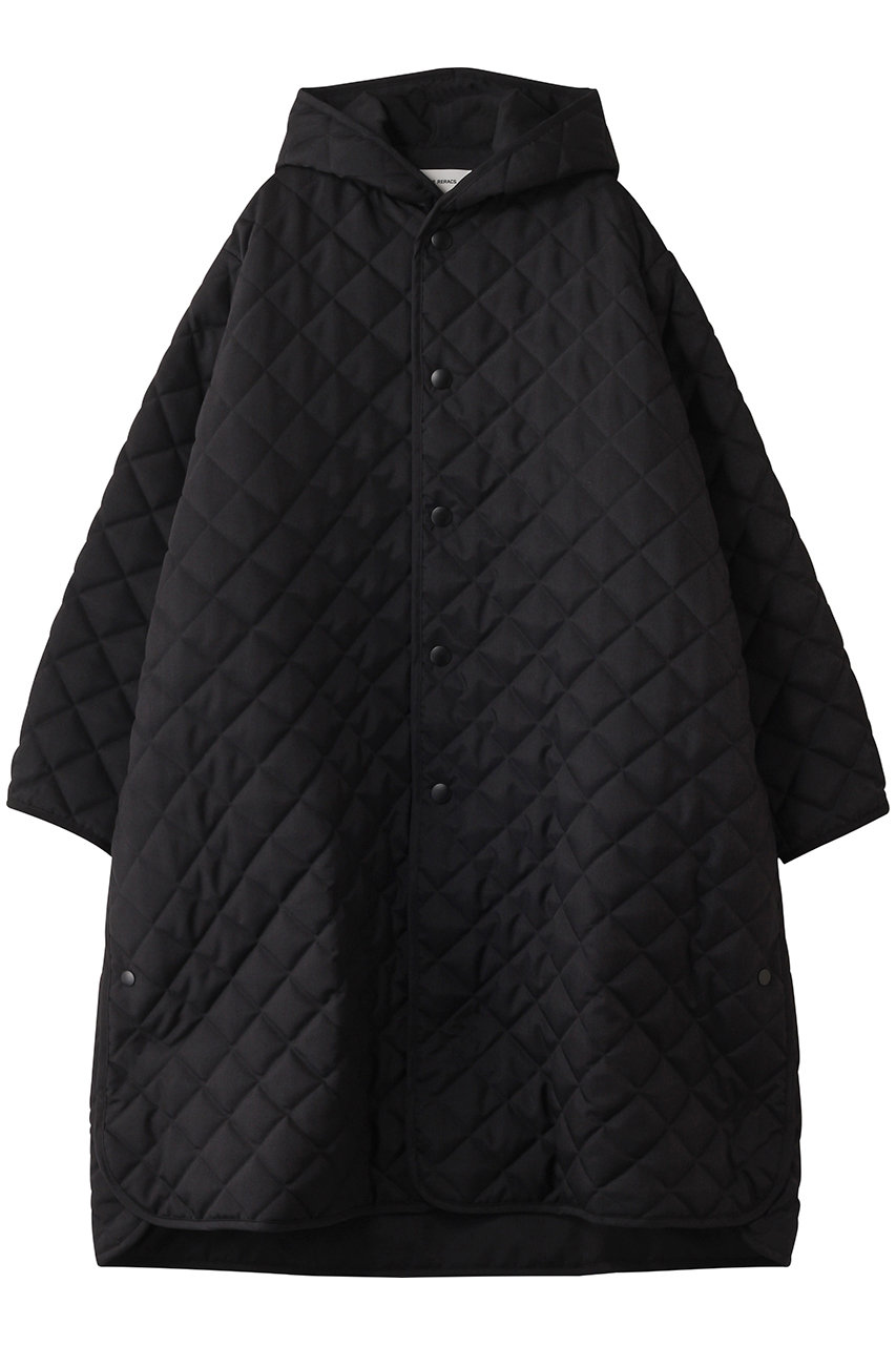 THE RERACS フーデッドロングキルティングコート (ブラック, 2(38)) ザ・リラクス ELLE SHOP THE RERACS フーデッドロングキルティングコート (ブラック, 2(38)) ザ・リラクス ELLE SHOP