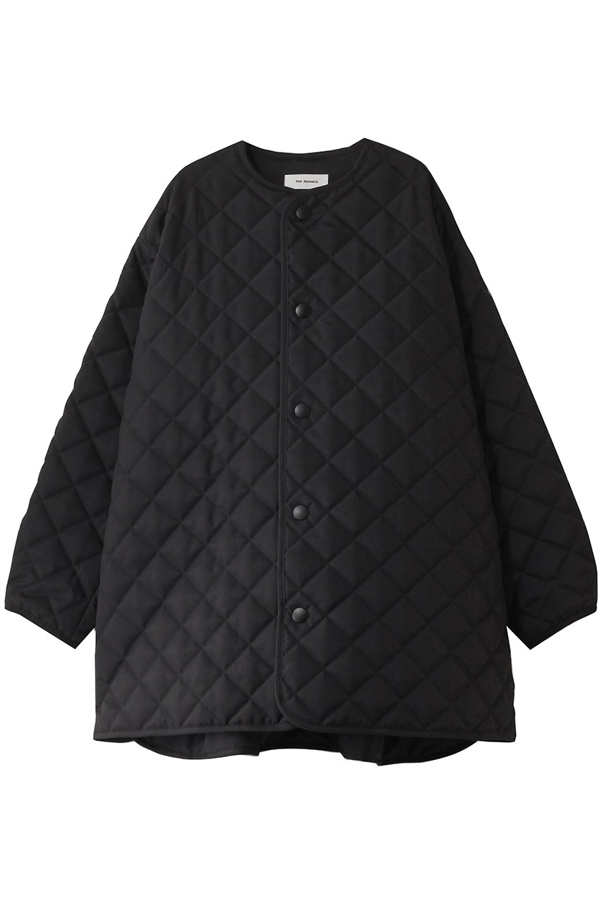 THE RERACS ノーカラーAラインキルティングコート (ブラック, 1(36)) ザ・リラクス ELLE SHOP THE RERACS ノーカラーAラインキルティングコート (ブラック, 1(36)) ザ・リラクス ELLE SHOP