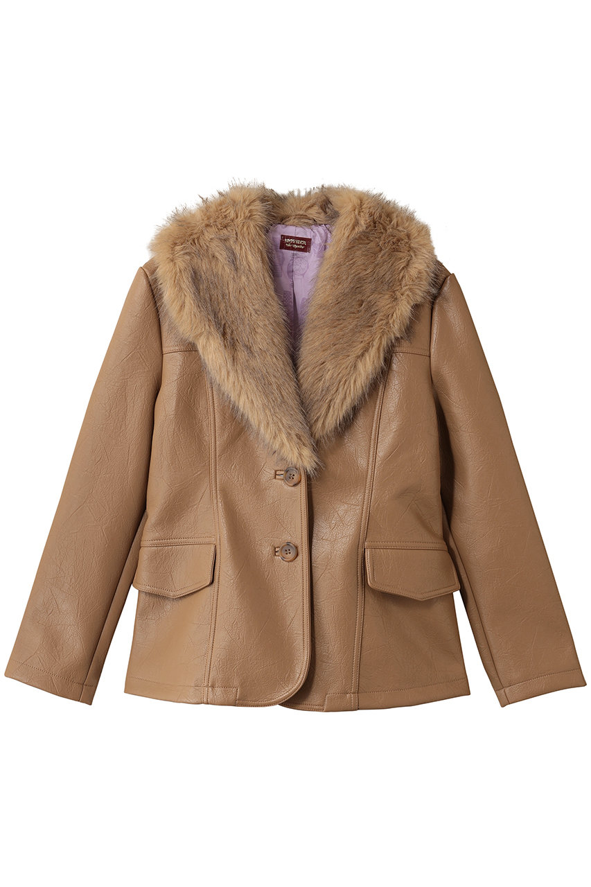 MOTHER THE HOT UNDER THE COLLAR ファージャケット (FKE) (ブラウン, S) マザー ELLE SHOP MOTHER THE HOT UNDER THE COLLAR ファージャケット (FKE) (ブラウン, S) マザー ELLE SHOP