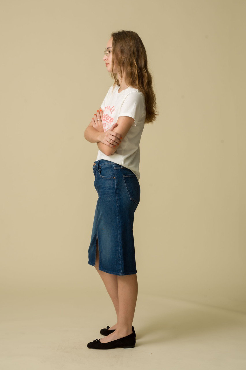 MOTHER(マザー)｜THE DITCHER MIDI SKIRT デニムスカート (DND)/ブルー