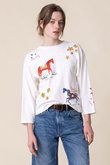 THE PEASANT POET ホースプリント ロングTシャツ (WHE)