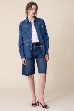 マザー/MOTHERのTHE HALF-PIPE BERMUDA FRAY パネルハーフパンツ (DYT)(110600/110604)