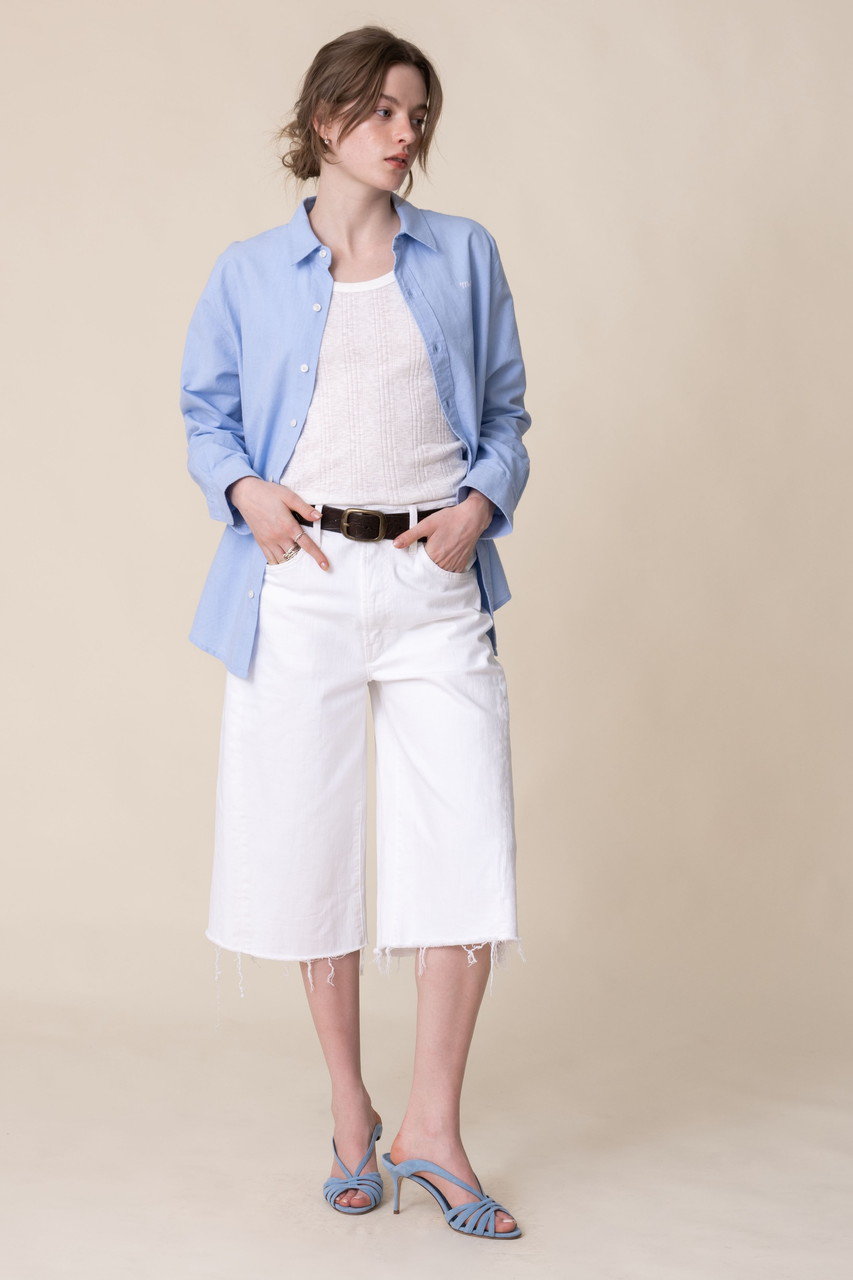 MOTHER(マザー)｜THE WHOLE LOT ZIP TWIST FRAY ホワイトハーフパンツ