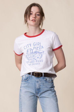 マザー/MOTHERの【LIL】THE GOODIE RINGER PIZZAプリント Tシャツ (CPZ)(110100/110102)