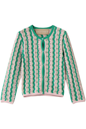 マザー/MOTHERのTHE CREW NECK CARDIGAN ウェーブニットカーディガン（GPC） グリーン S(110300/110303)